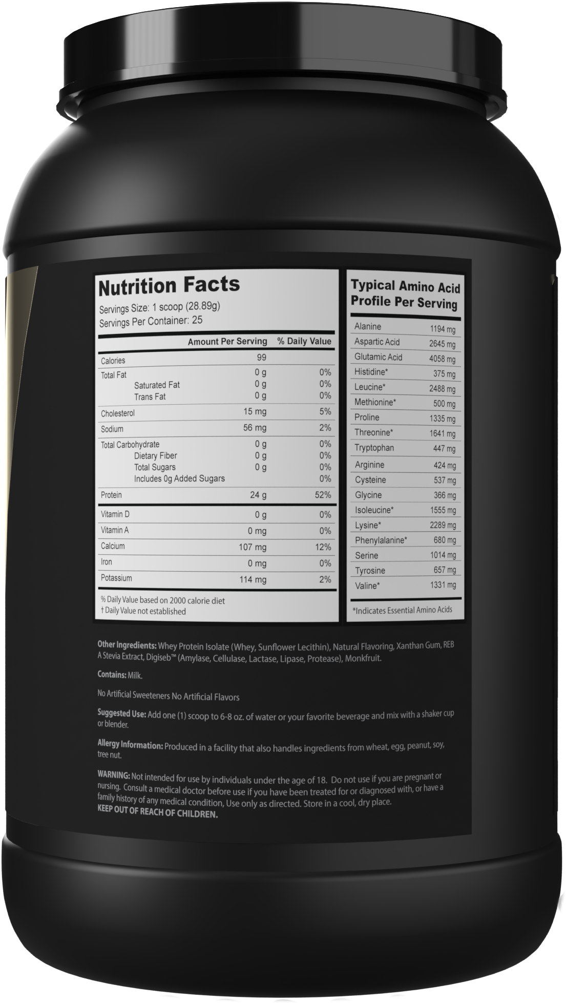 Whey Protein Isolate + Digestive Enzymes + Monkfruit